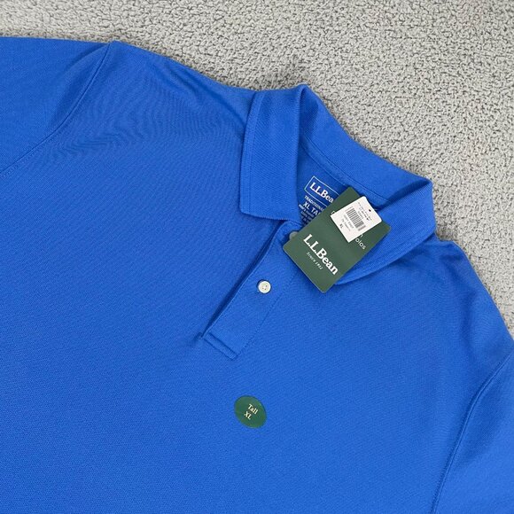 NEW L.L. Bean Polo Men XLT Blue Traditional Fit Short Sleeve Shirt - Picture 1 of 8